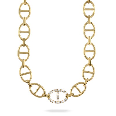 Yellow Gold 1/3ctw Diamond Equestrian Gold Link Eternity Necklace l DOVES