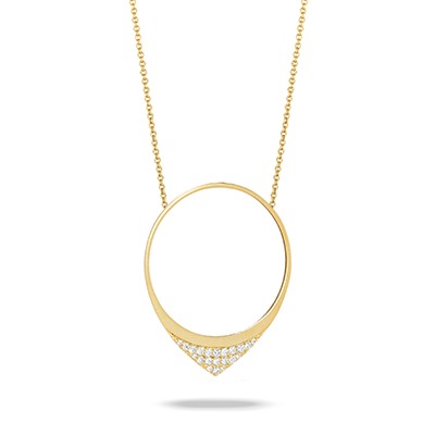 Yellow Gold 1/4ctw Diamond Circle Pendant Necklace l DOVES