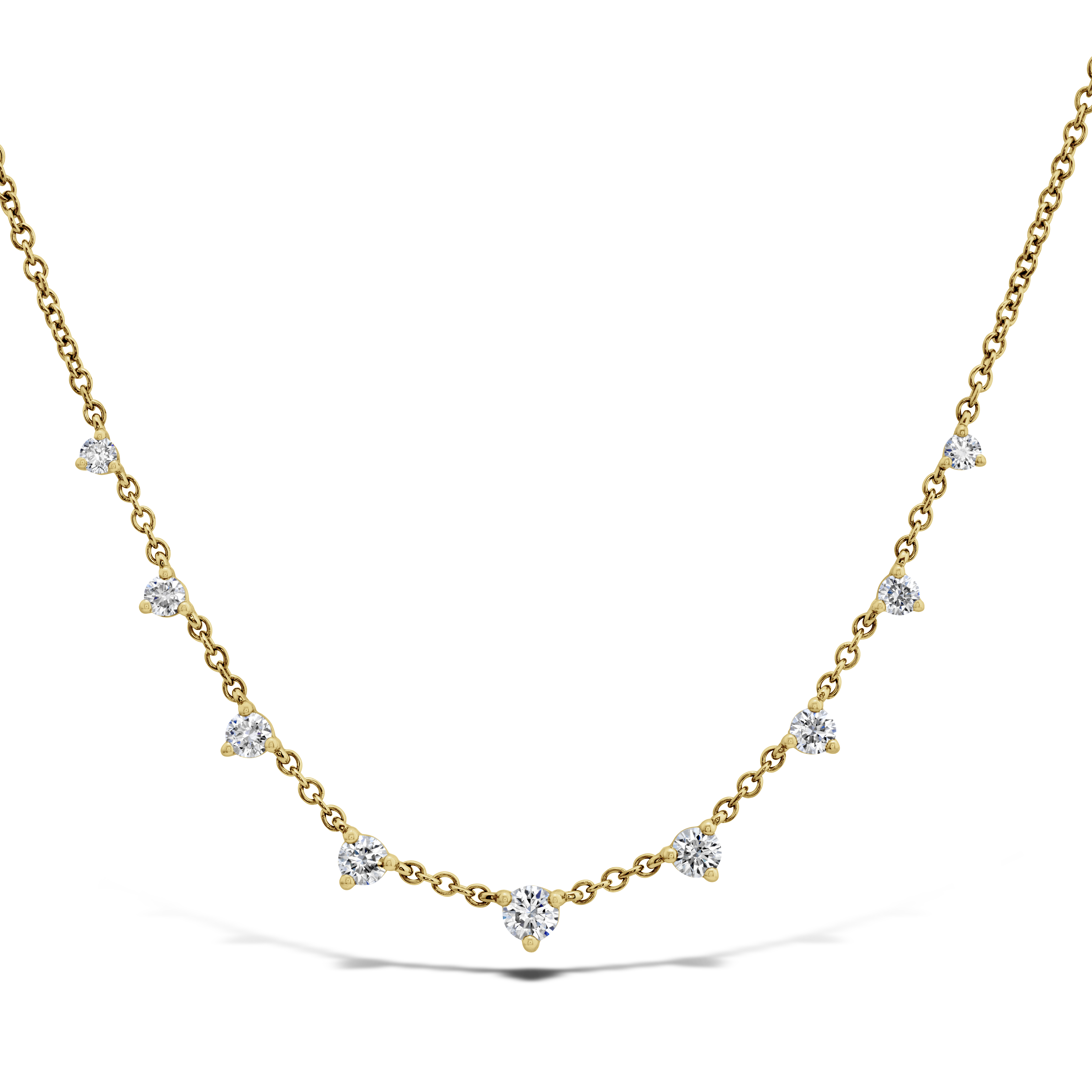 Yellow Gold 1/3ctw Diamond Nine Stone Necklace l MEMOIRE