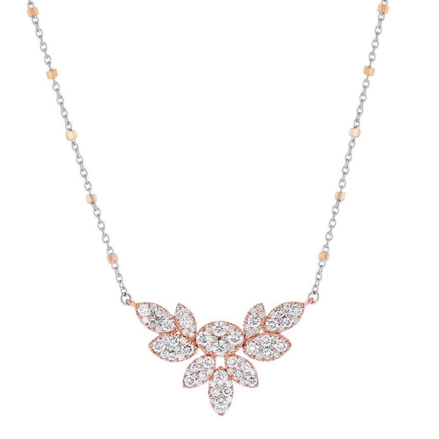 White-Rose Gold 1ctw Diamond Pendant Necklace l 18 inches