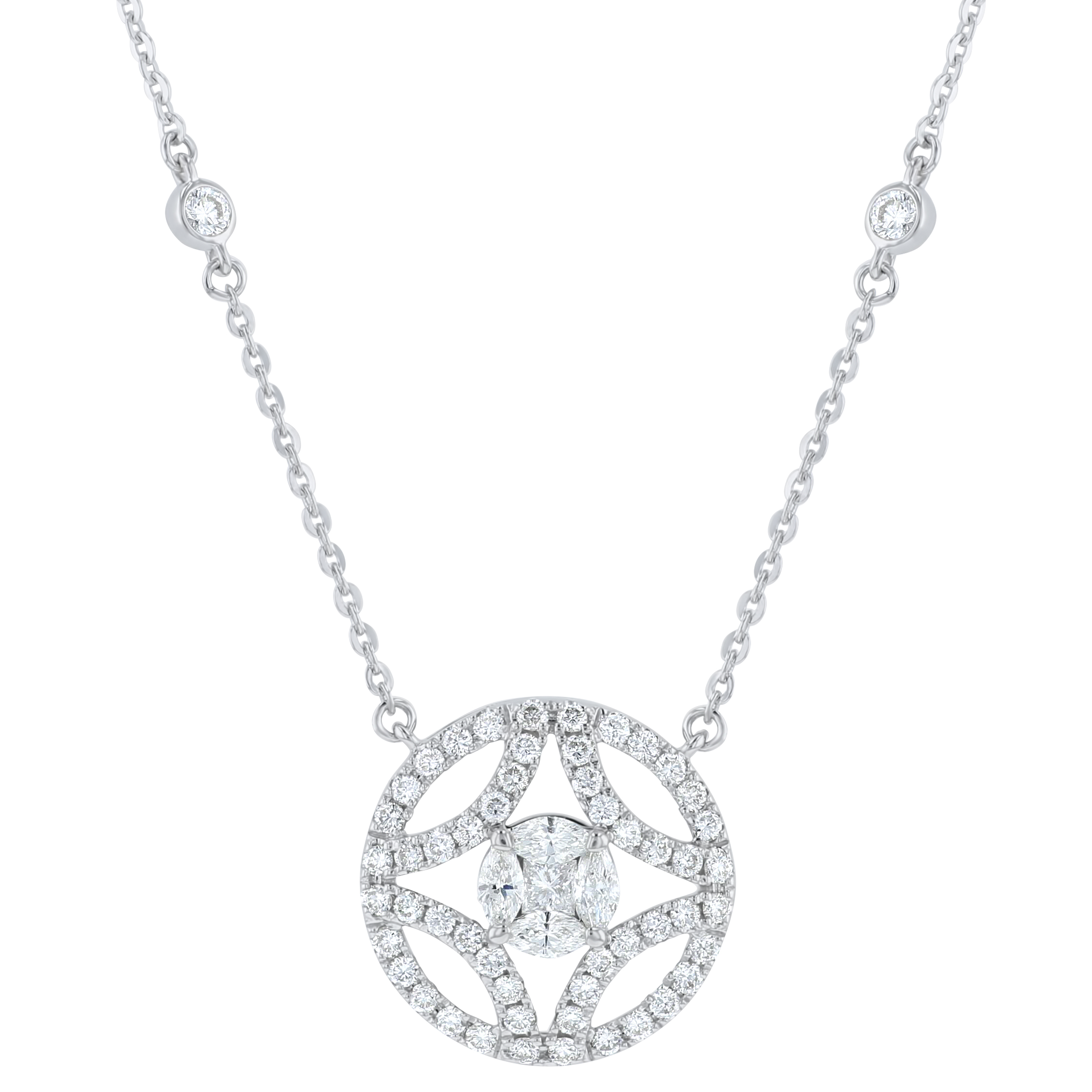 White Gold 1ctw Diamond Circle Pendant necklace