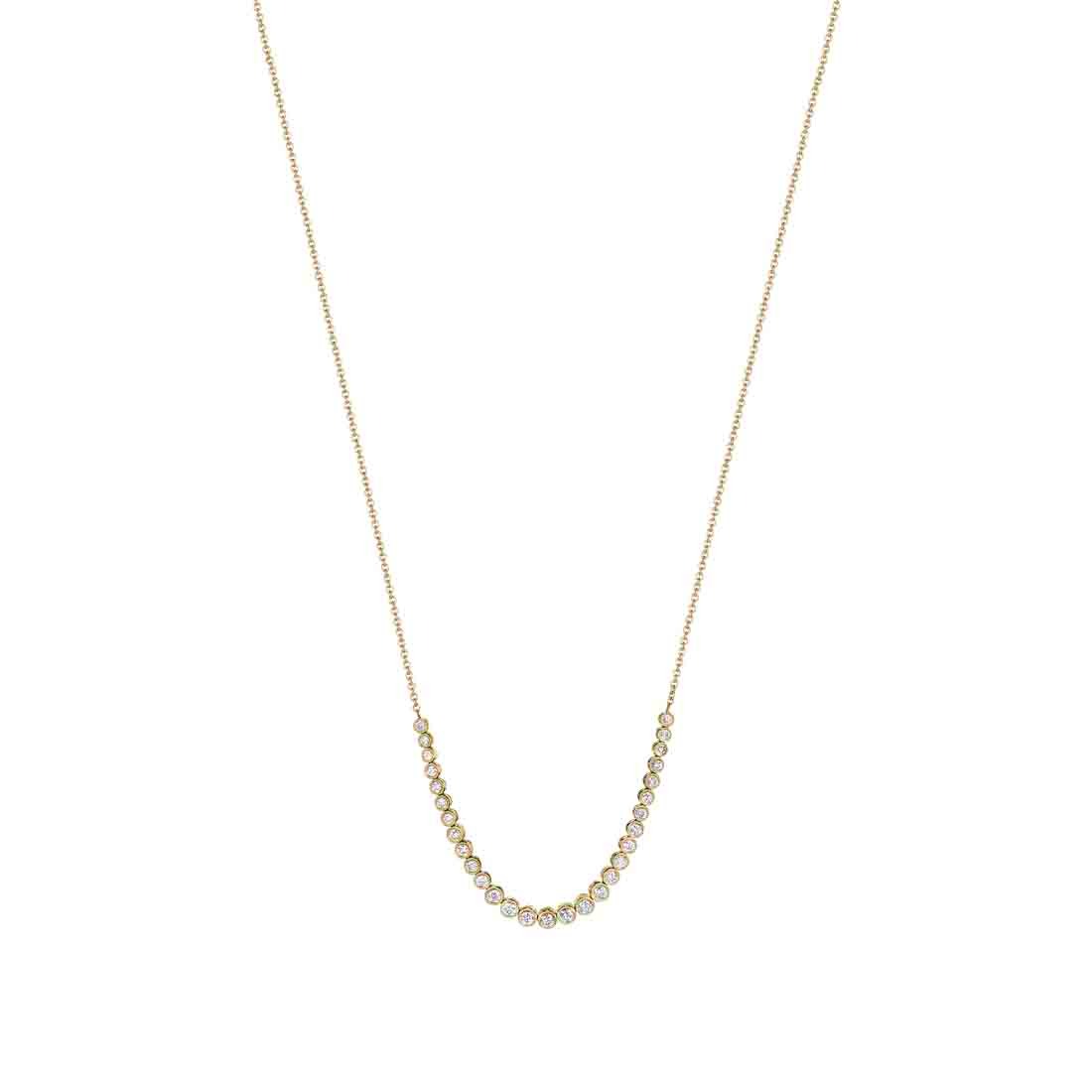 1/2ctw Diamond Round Bezel Smile Yellow Gold Necklace l 18 inches