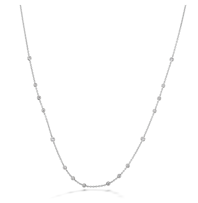 White Gold 3/4ctw 16-Stone Diamond Station Necklace l MEMOIRE