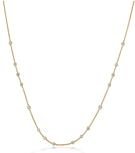 Yellow Gold 3/4ctw 16-Stone Diamond Station Necklace l MEMOIRE