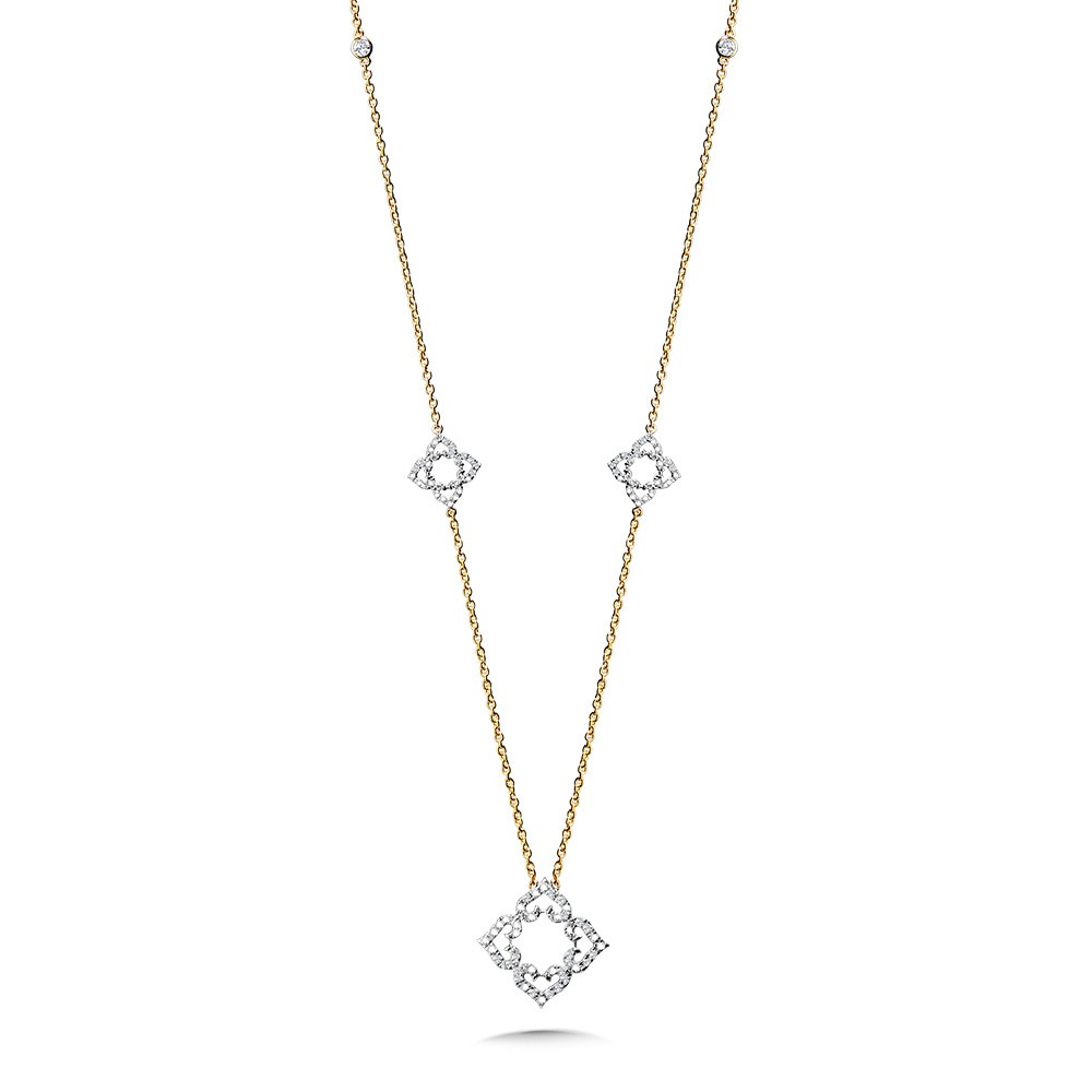 1/2ctw Diamond Heart Clover Links Two-Tone Pendant Necklace