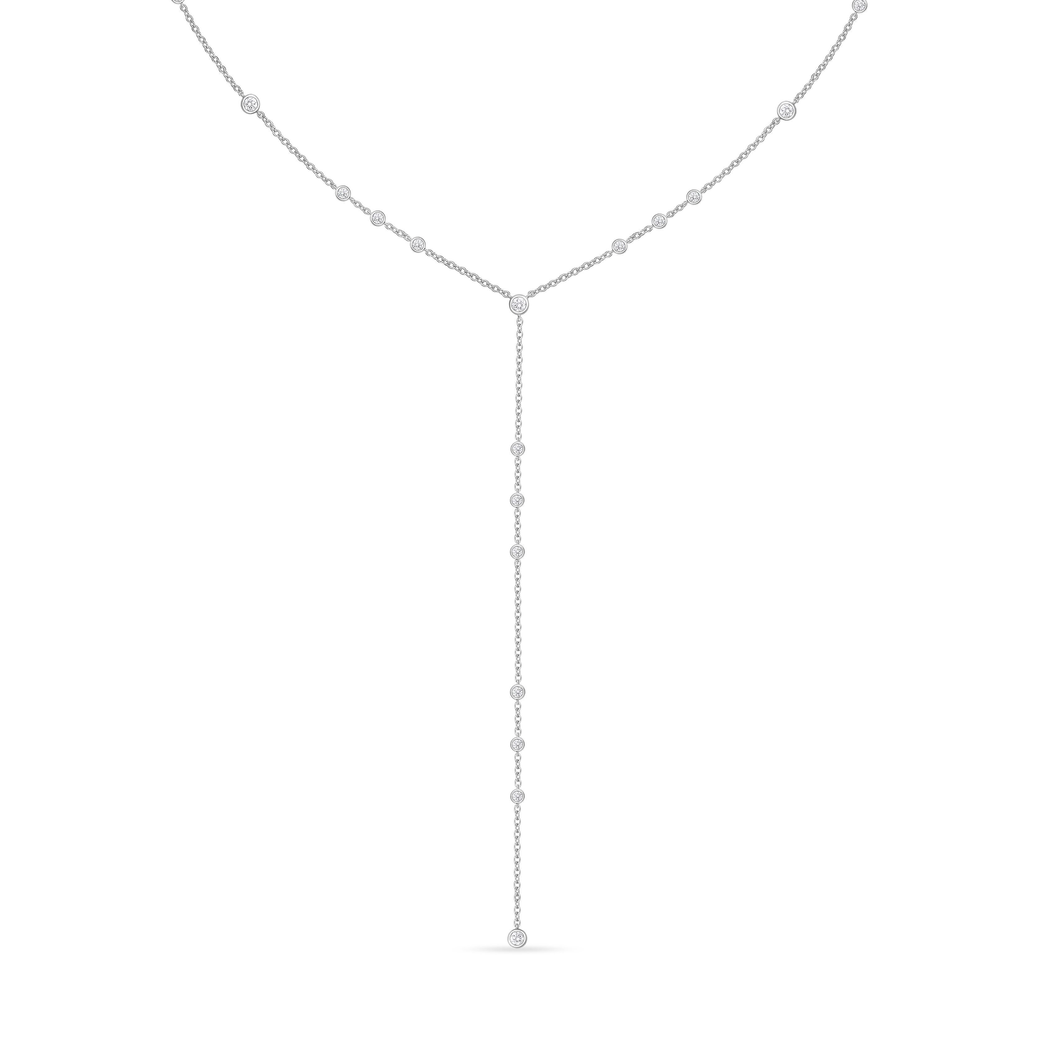 2/5ctw Diamond Bezel-set Lariat Necklace in 18k White Gold
