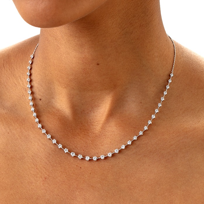 Rose Gold 2ctw Diamond Station Tennis Necklace l 18 inches