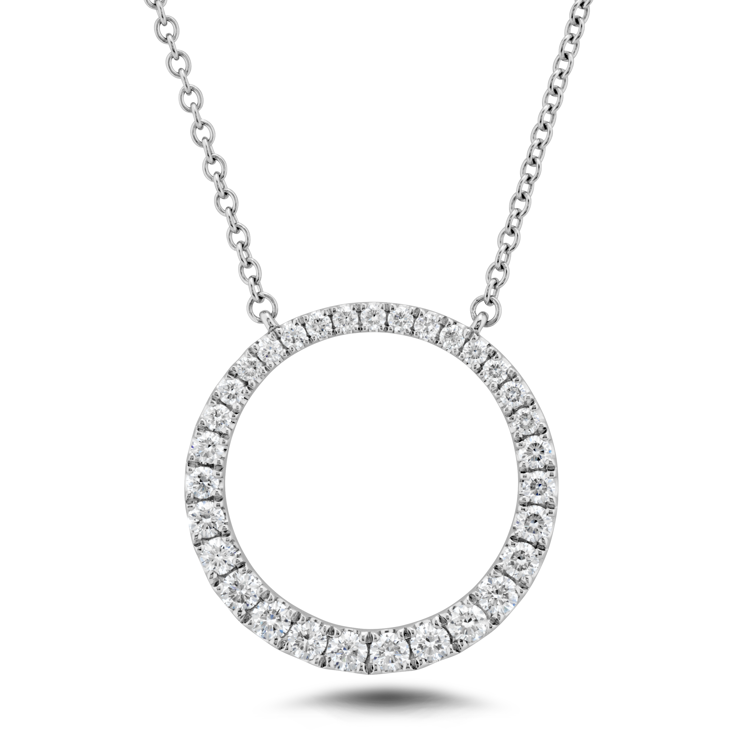 White Gold 1/2ctw Graduated Diamond Circle Pendant Necklace l 18 inches