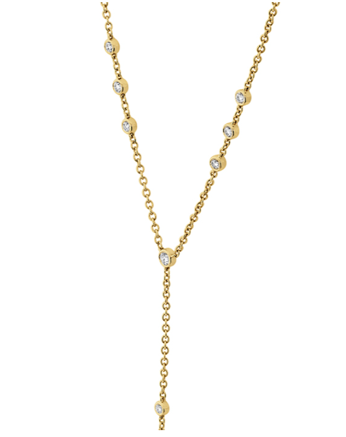 2/5ctw Diamond Bezel-set Lariat Necklace in 18k Yellow Gold
