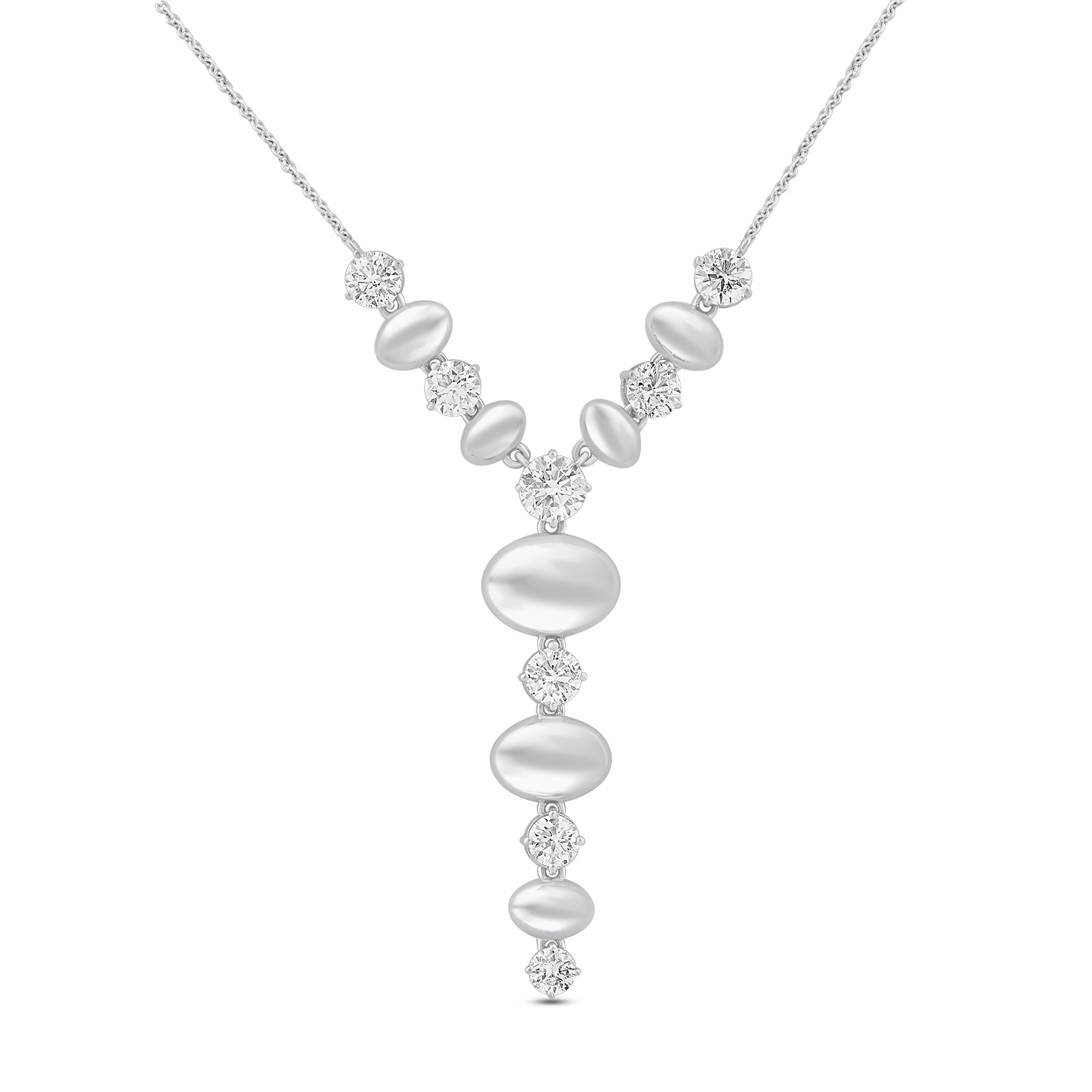 White Gold 1ctw Diamond and Gold Polished Bead Y-Necklace l 18 inches