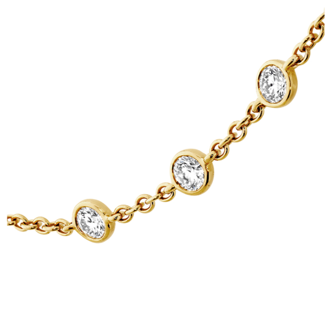 Yellow Gold 3/4ctw 16-Stone Diamond Station Necklace l 18 inches