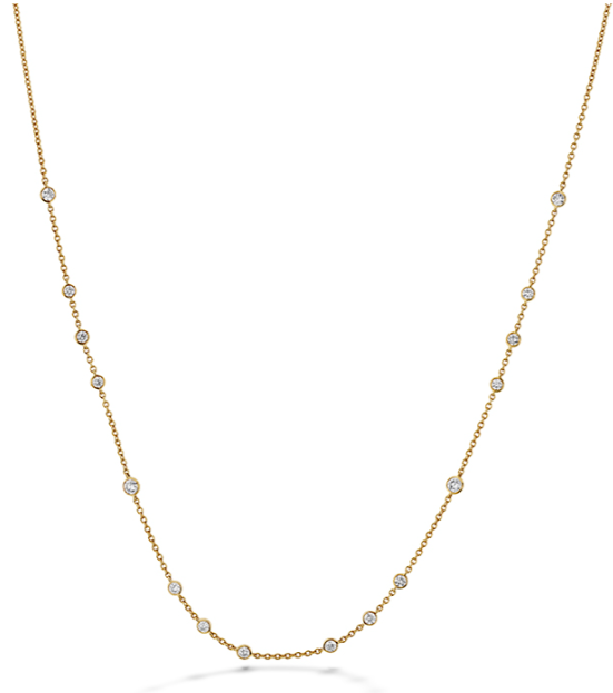Yellow Gold 3/4ctw 16-Stone Diamond Station Necklace l 18 inches
