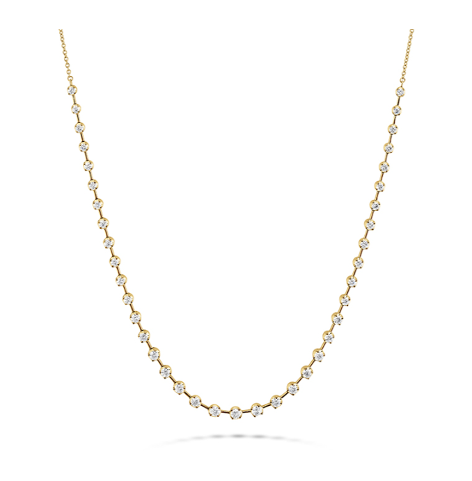 Yellow Gold  2ctw Diamond Station Necklace l 18 inches