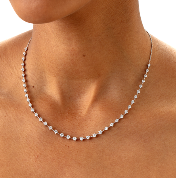 Yellow Gold  2ctw Diamond Station Necklace l 18 inches