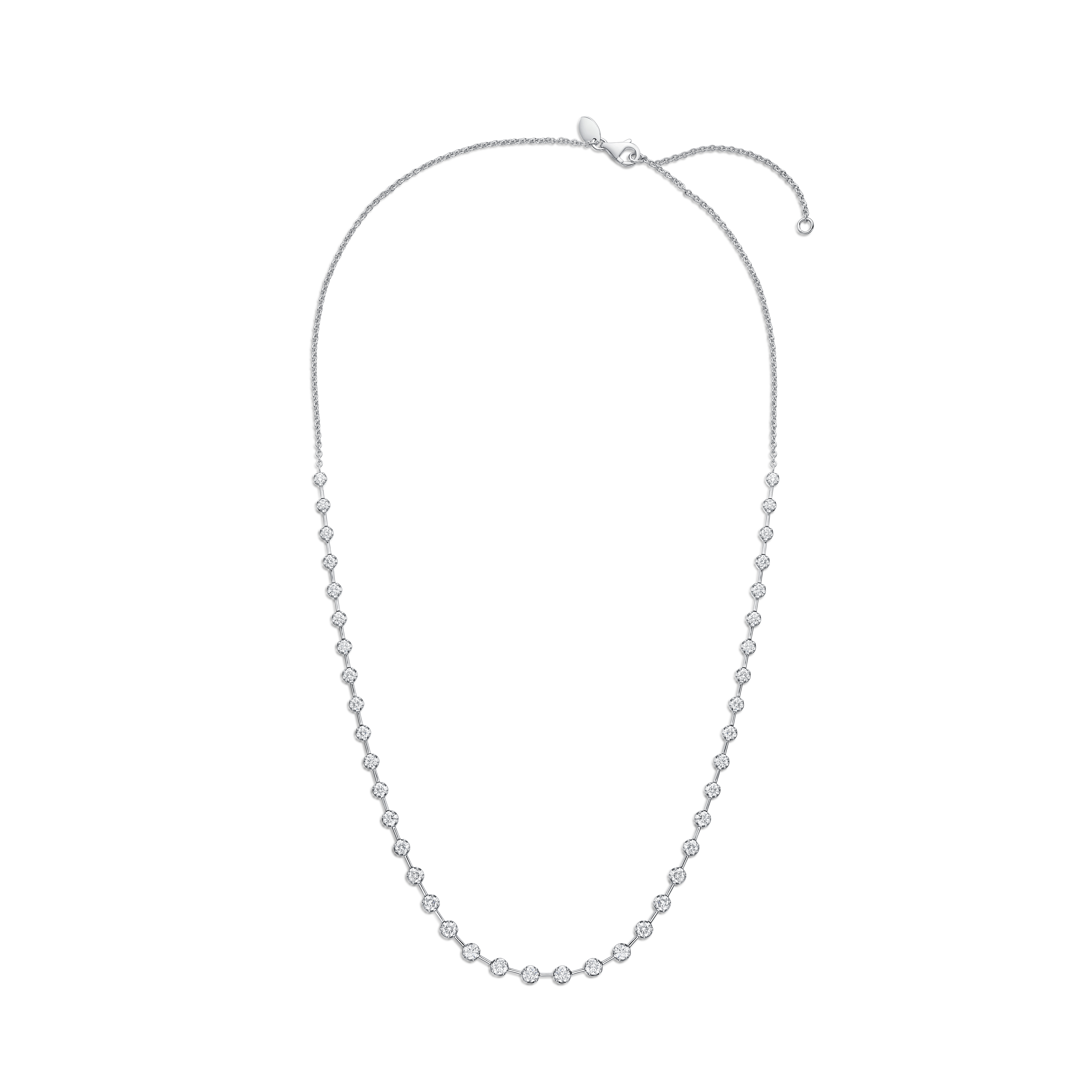White Gold  2ctw Diamond Station Necklace l 18 inches