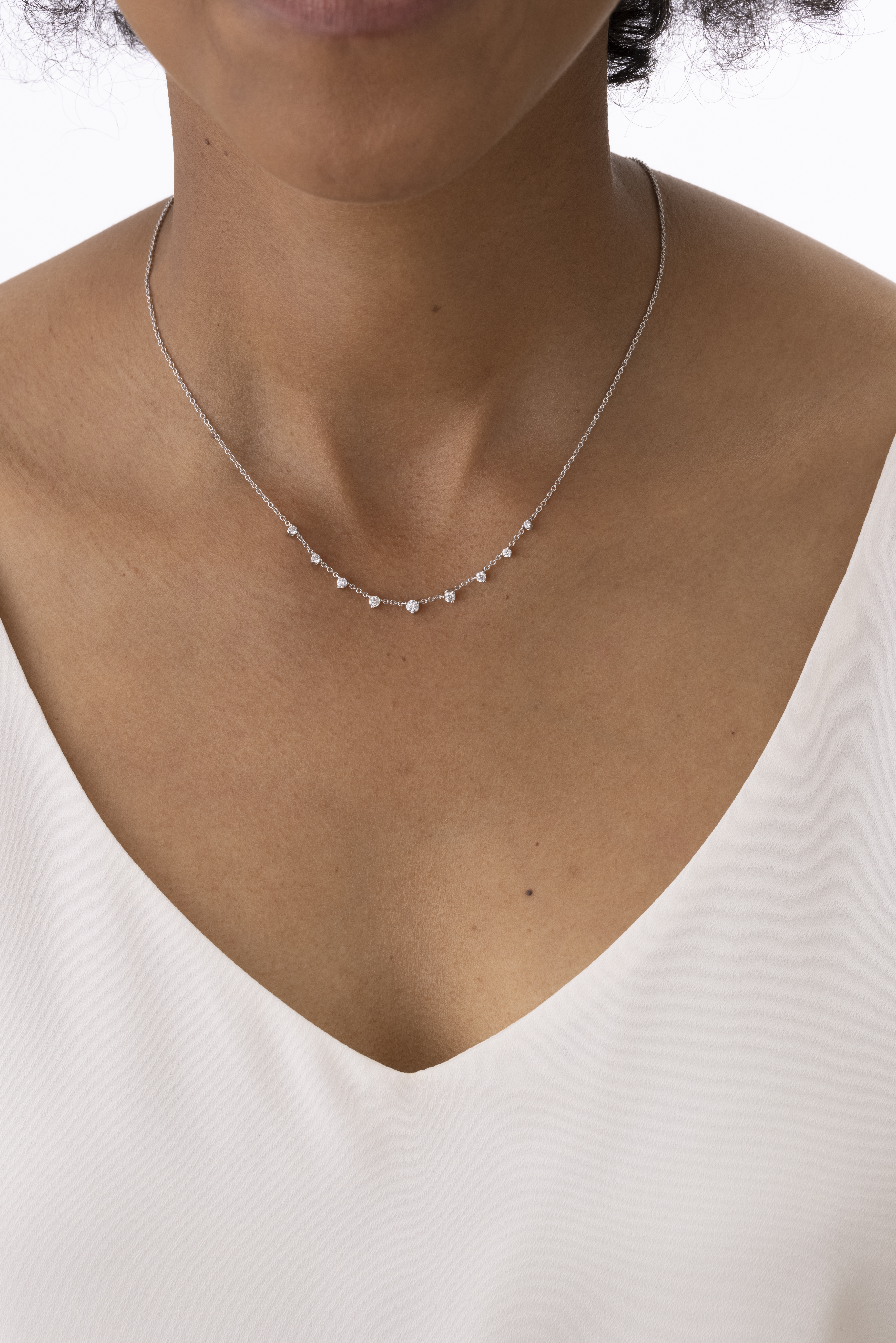 Rose Gold 4/10ctw Diamond Nine Stone Necklace