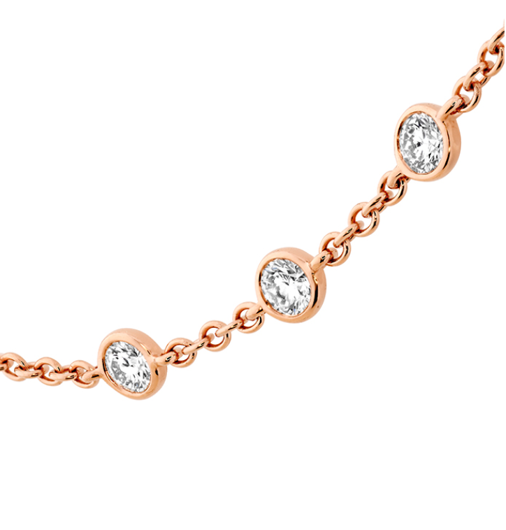 Rose Gold 3/4ctw Diamond Bezel-set Station Chain Necklace l 18 inches