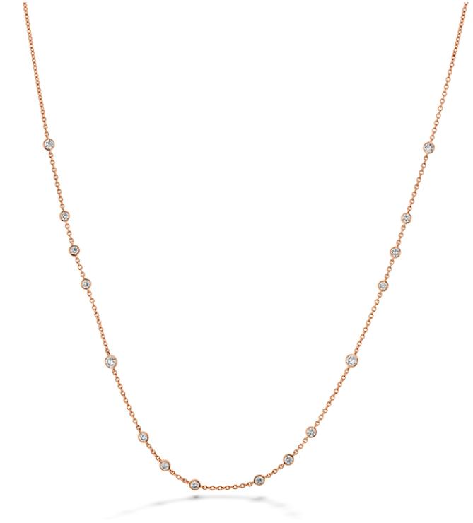 Rose Gold 3/4ctw Diamond Bezel-set Station Chain Necklace l 18 inches