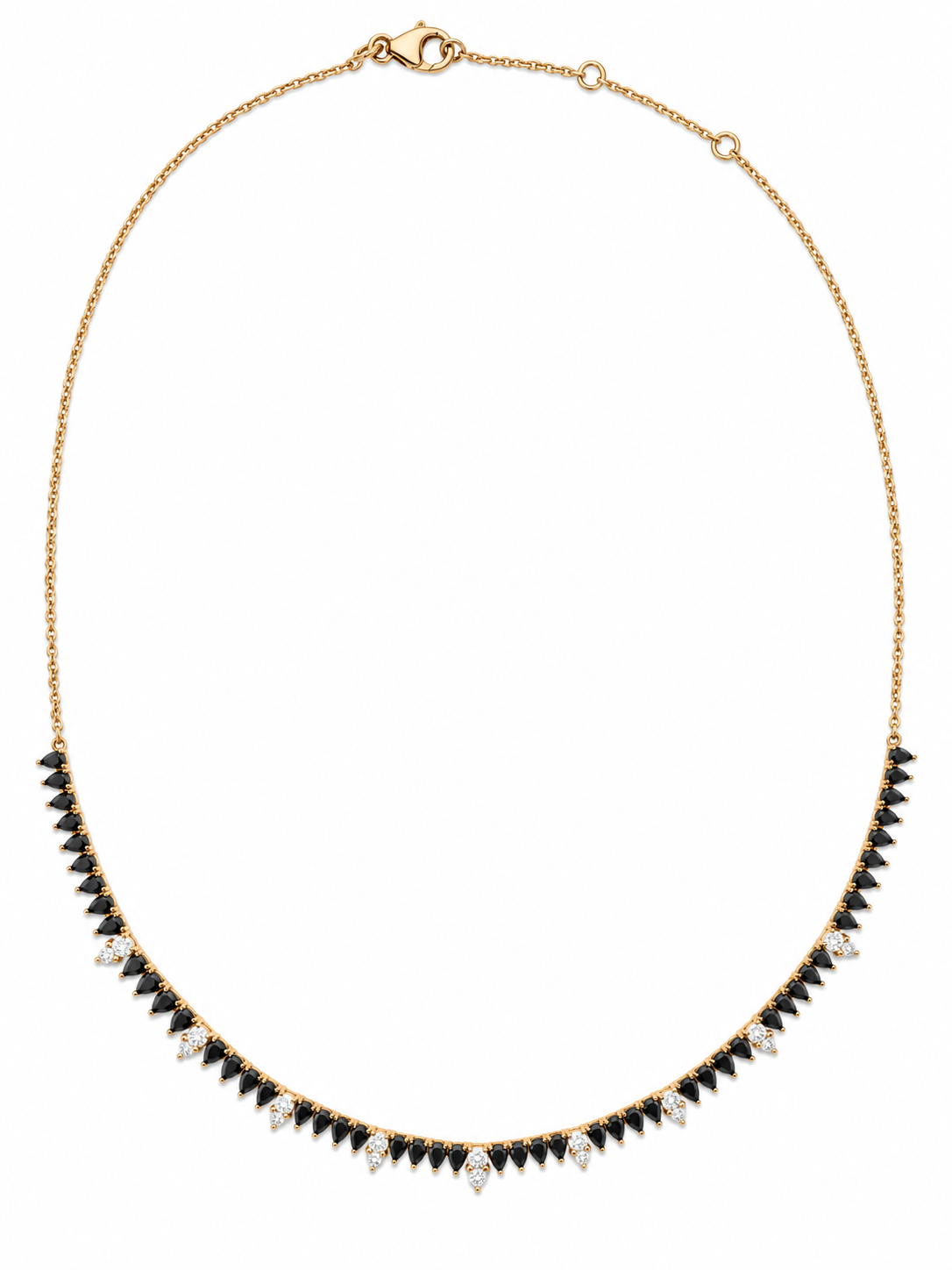 Yellow Gold 2 1/4ctw Black & White Diamond Fringe Necklace l 18 inches