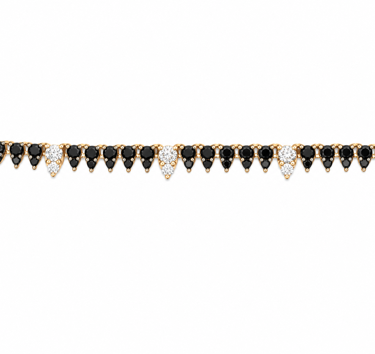Yellow Gold 2 1/4ctw Black & White Diamond Fringe Necklace l 18 inches