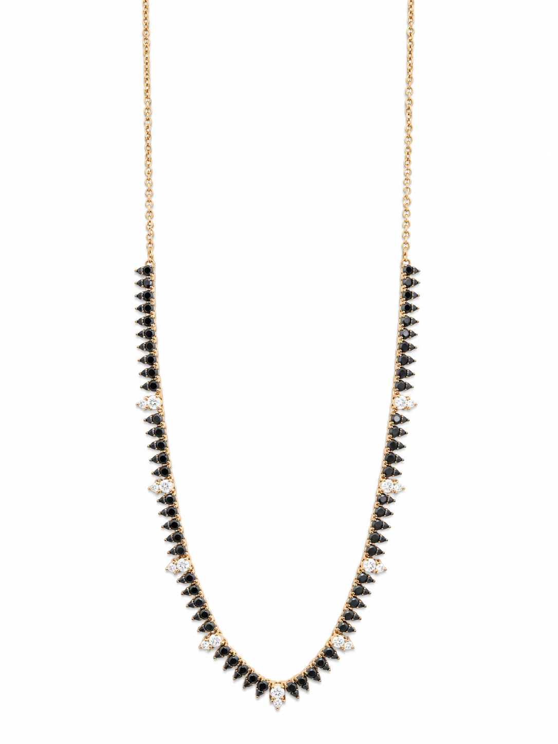 Yellow Gold 2 1/4ctw Black & White Diamond Fringe Necklace l 18 inches