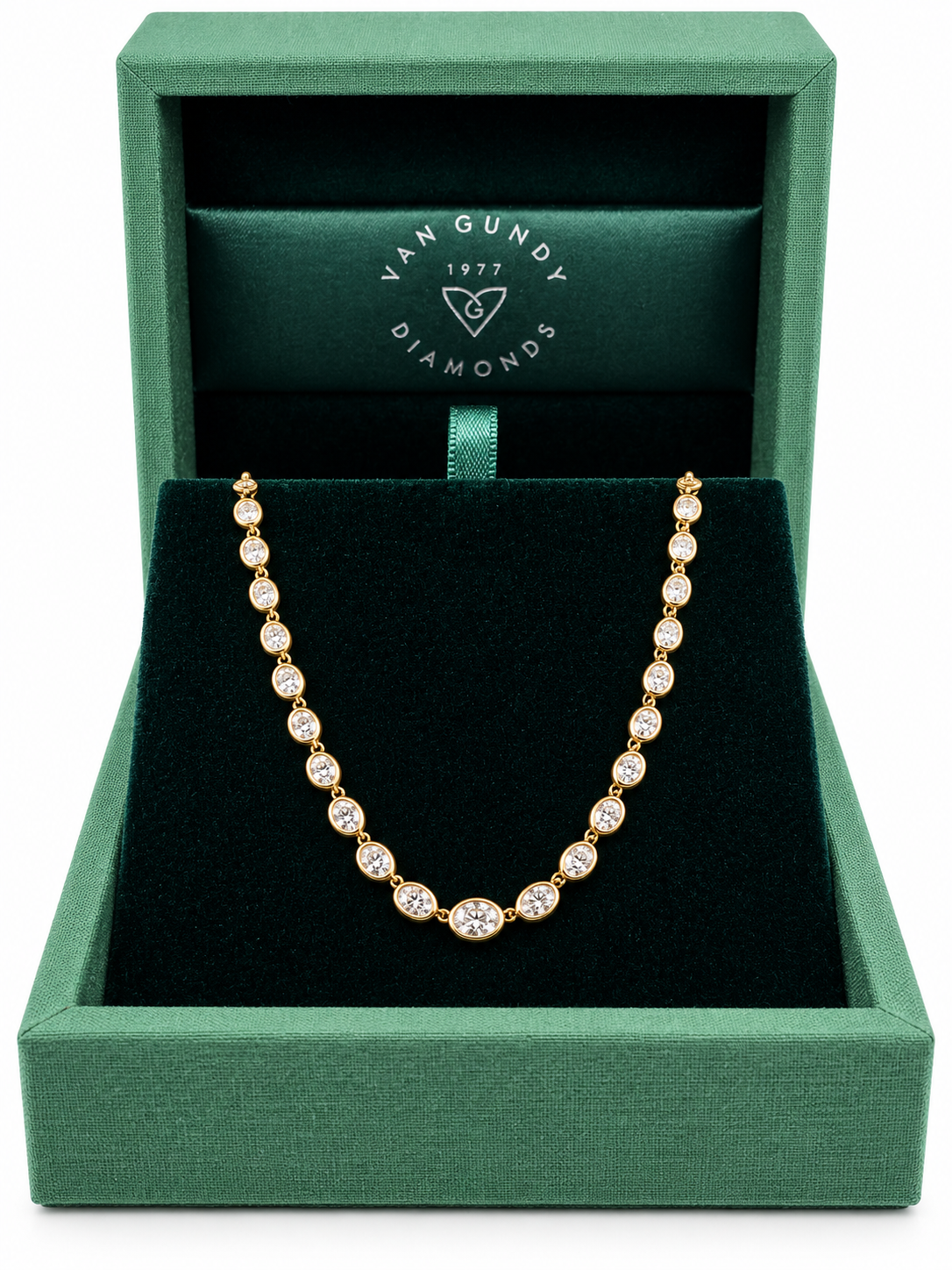 Yellow Gold Bezel-Set 4 1/2ctw Oval Diamond Station Necklace l 18 inches