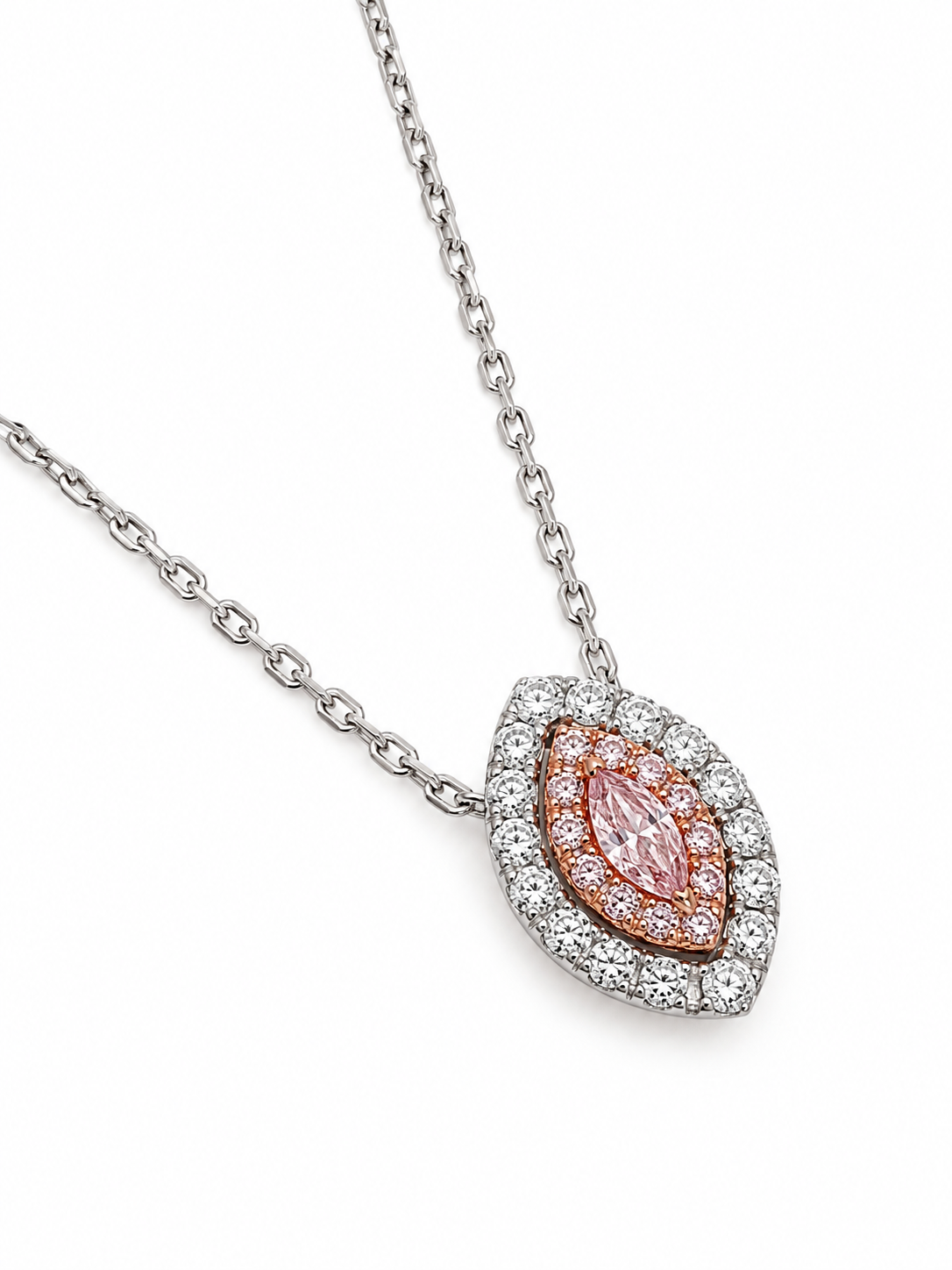 Pink & White 3/10ctw Diamond Marquise Pendant Necklace l 18 inches