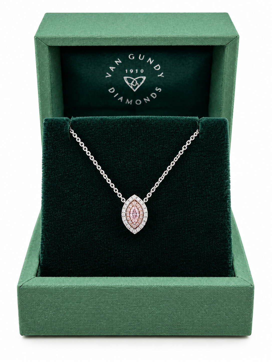 Pink & White 3/10ctw Diamond Marquise Pendant Necklace l 18 inches