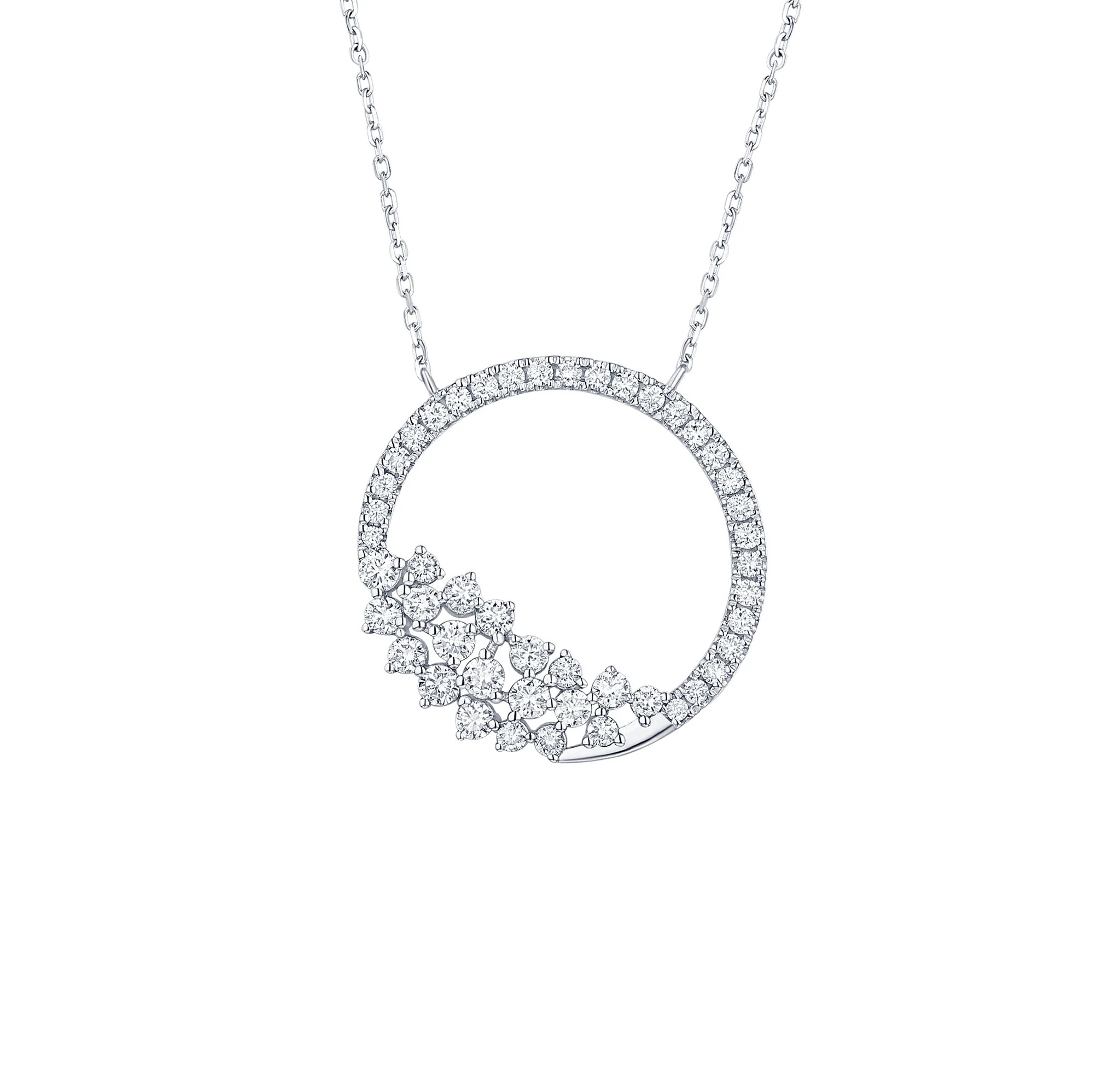 3/4ctw Lab Grown Diamond Circle White Gold Pendant Necklace | Drizzle