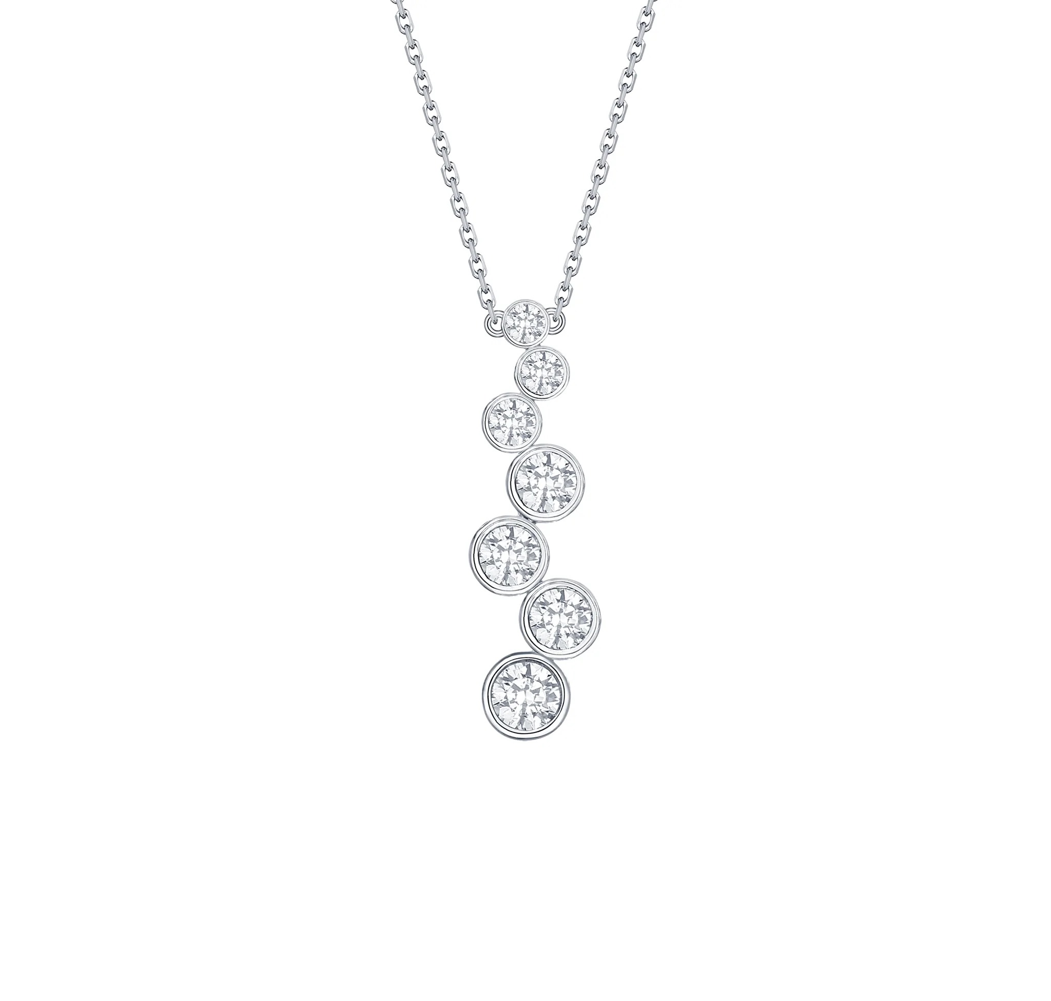 1/2ctw Lab Grown Diamond Bezel-set White Gold Drop Pendant Necklace | Bubbly