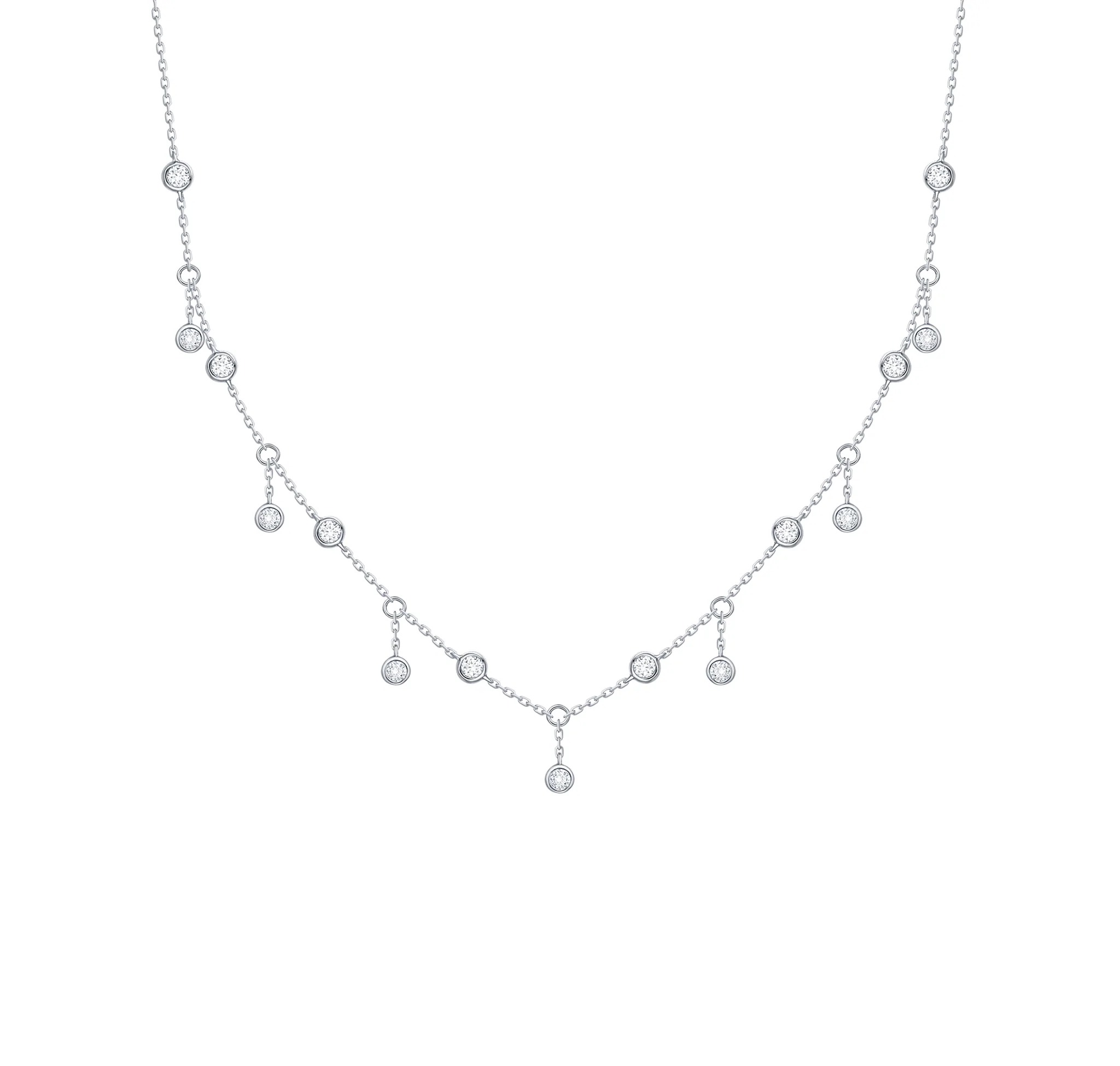Lab Grown 3/5ctw Diamond White Gold Bezel-set Necklace | Bubbly