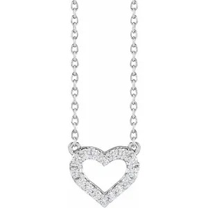 White Gold 1/5ctw Lab-Grown Diamond Heart Necklace