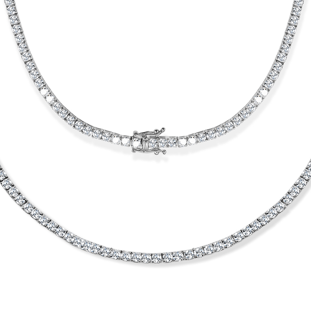 14 1/2ctw Lab Grown Diamond White Gold Tennis Necklace