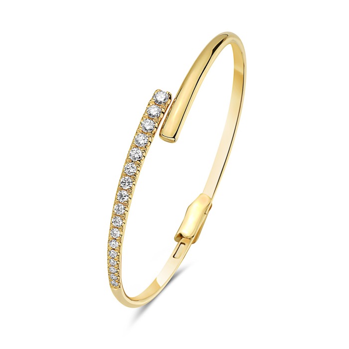 7/8ctw Diamond Bypass Yellow Gold Bangle Bracelet