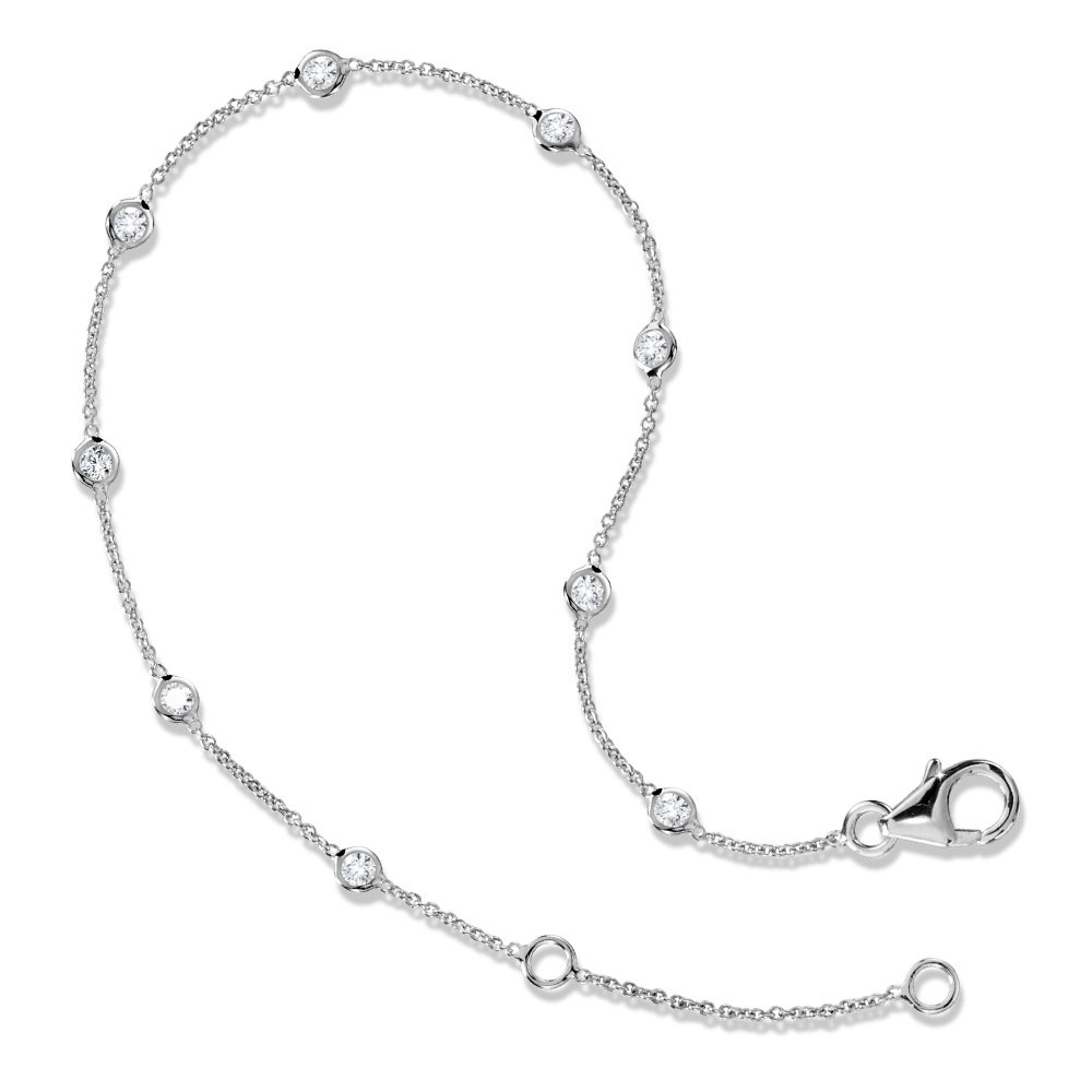 White Gold Bezel Set Diamond Station Bracelet 1/2ctw