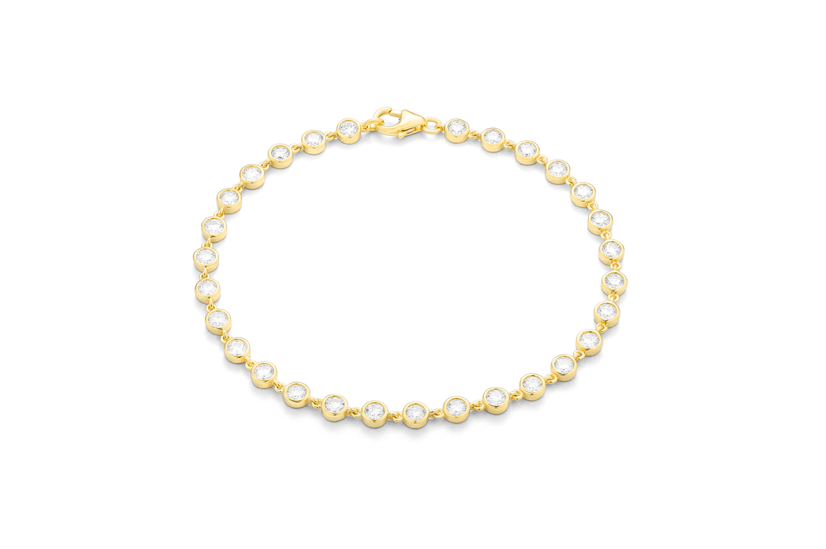 FACET Bezel-Set 2 1/3ctw Diamond Yellow Gold Chain Bracelet l 7 1/2 inches