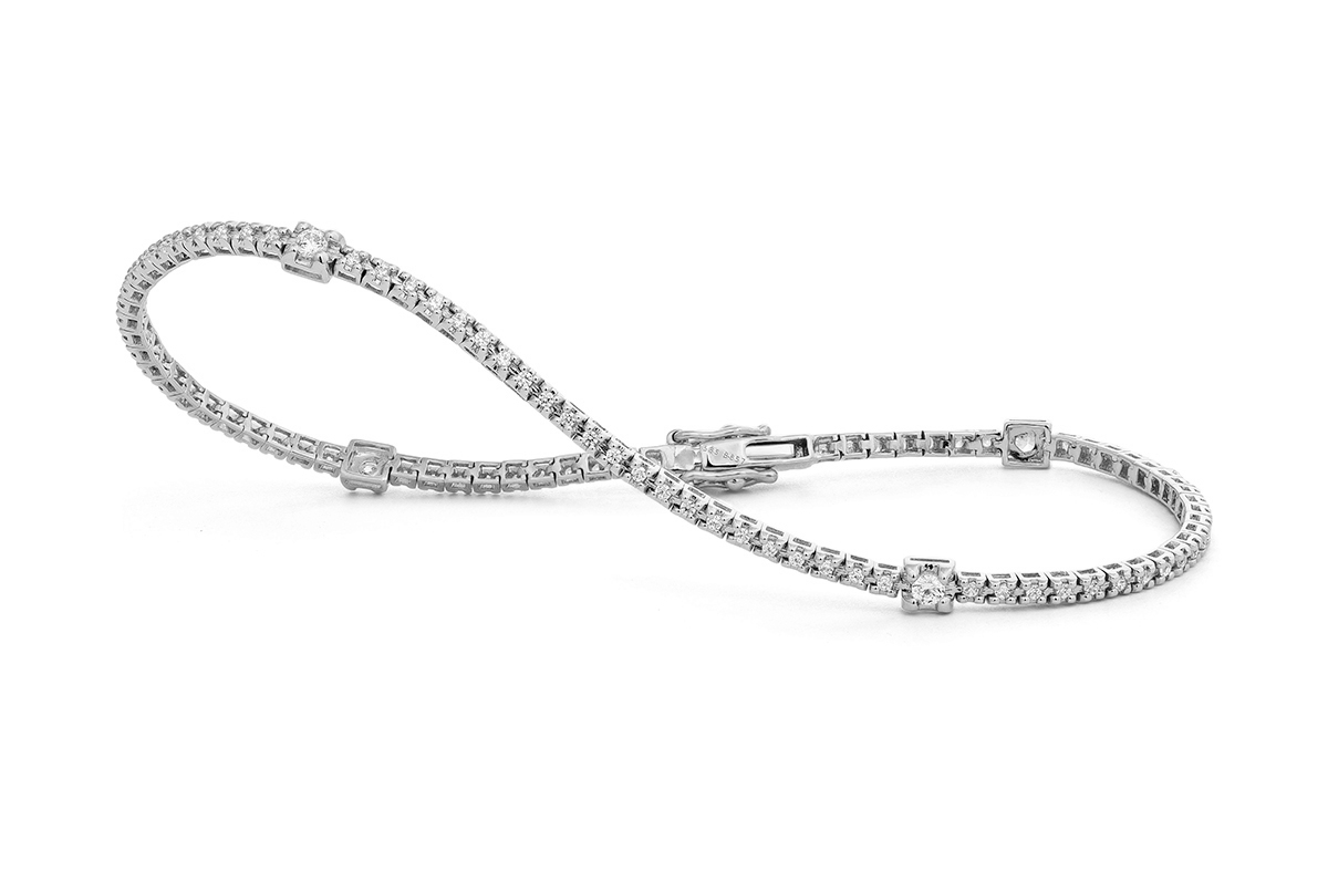 FACET White Gold 3/4ctw Diamond Stations Line Bracelet l 7 1/4 inches