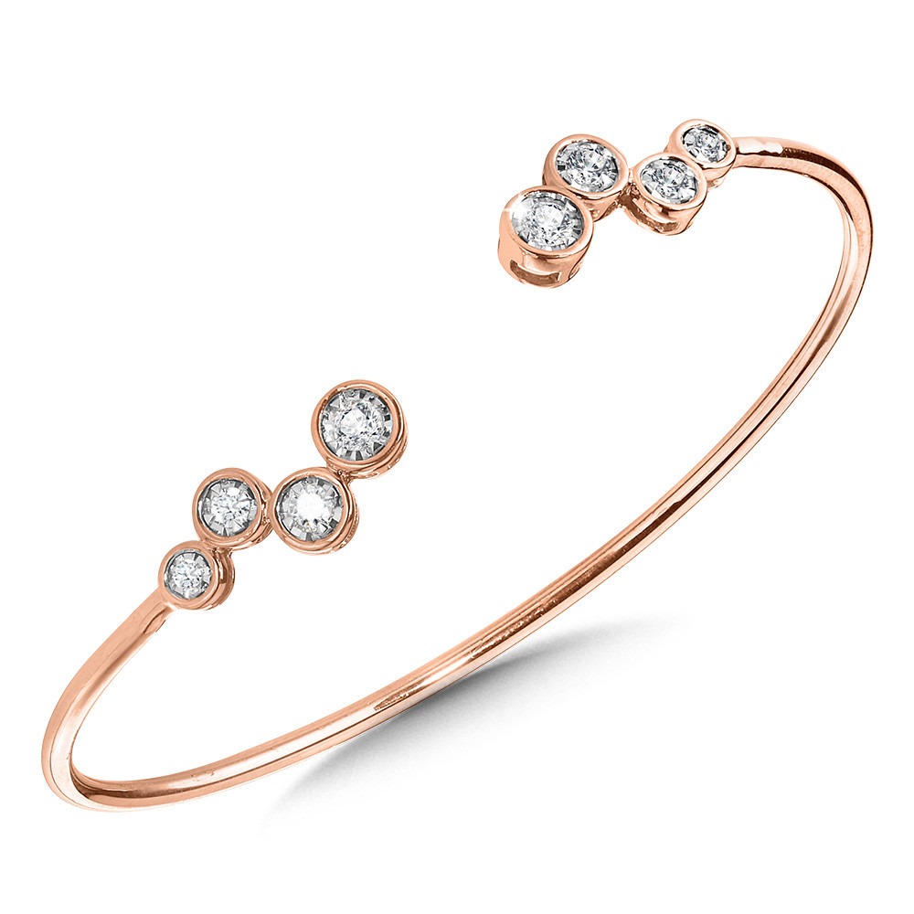 Rose Gold 1/2ctw Diamond Bezel-set Flex Bangle Bracelet