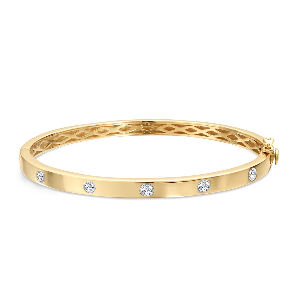 Yellow Gold 1/2ctw Diamond Flush-set Bangle Bracelet