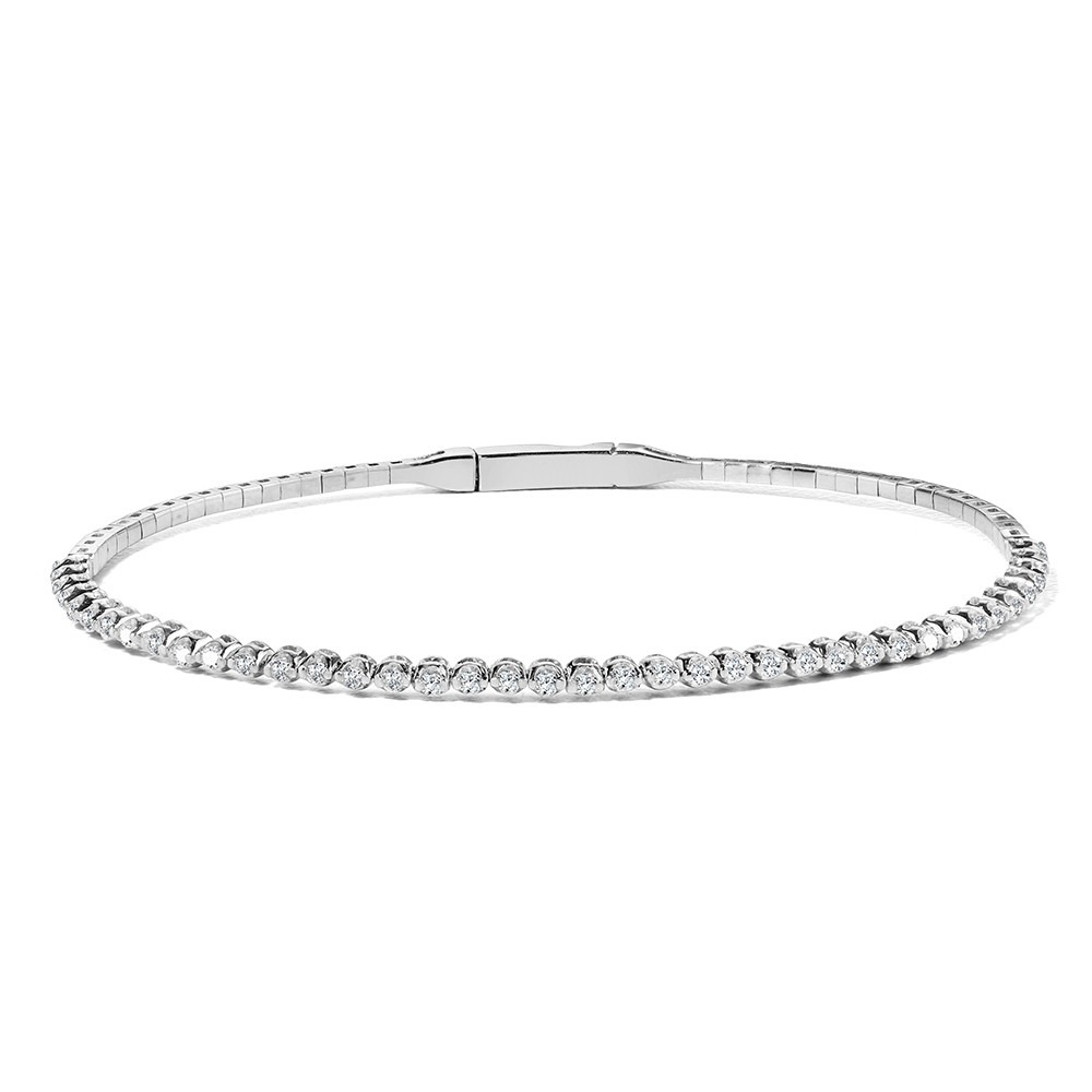 White Gold 1/2ctw Diamond Scalloped Flex Bangle Bracelet