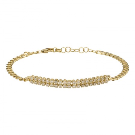 Yellow Gold 2/5ctw Double Diamond Tennis Chain Bracelet