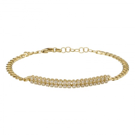 Yellow Gold 2/5ctw Double Diamond Tennis Chain Bracelet
