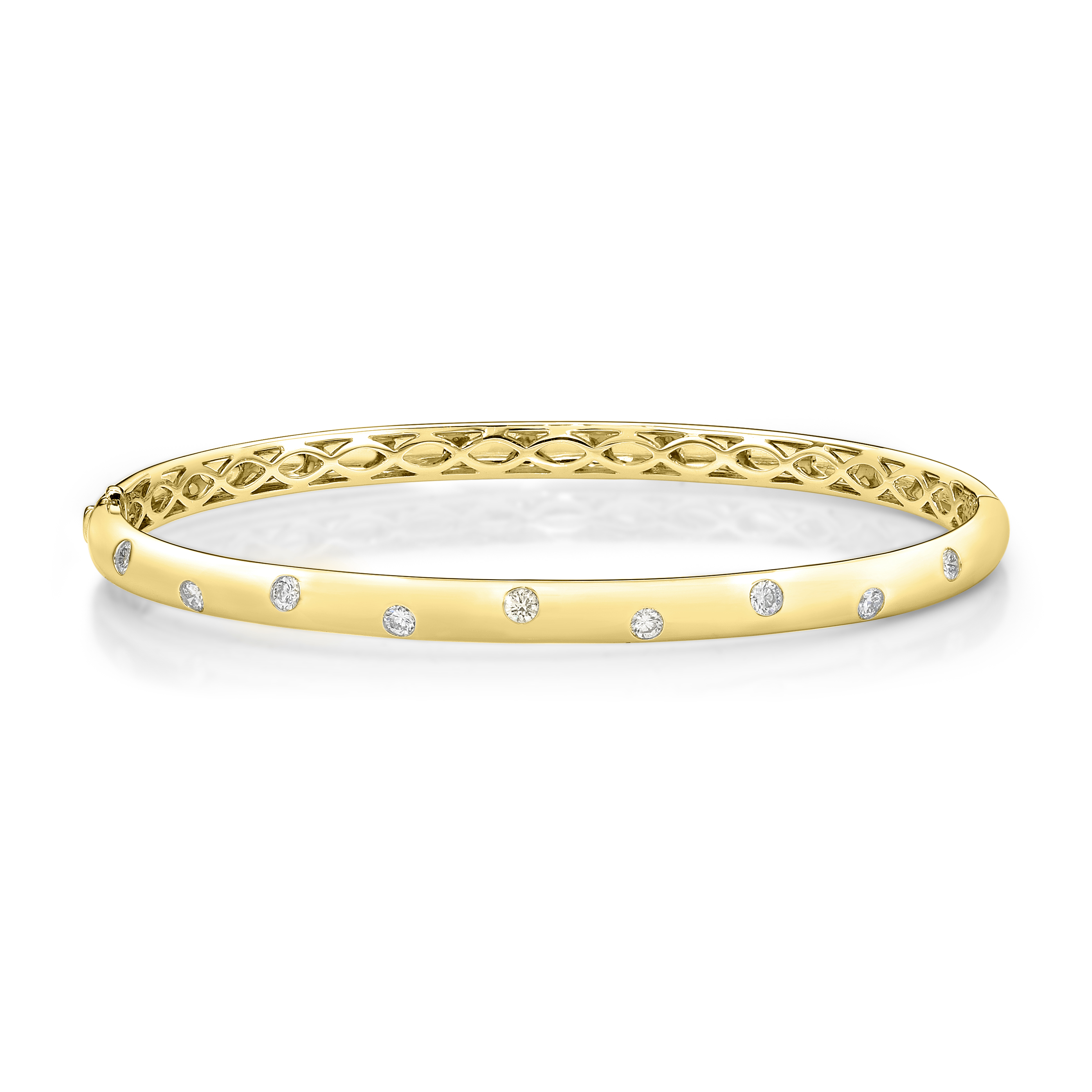 Yellow Gold 1/2ctw Gypsy Diamond Bangle Bracelet l MEMOIRE