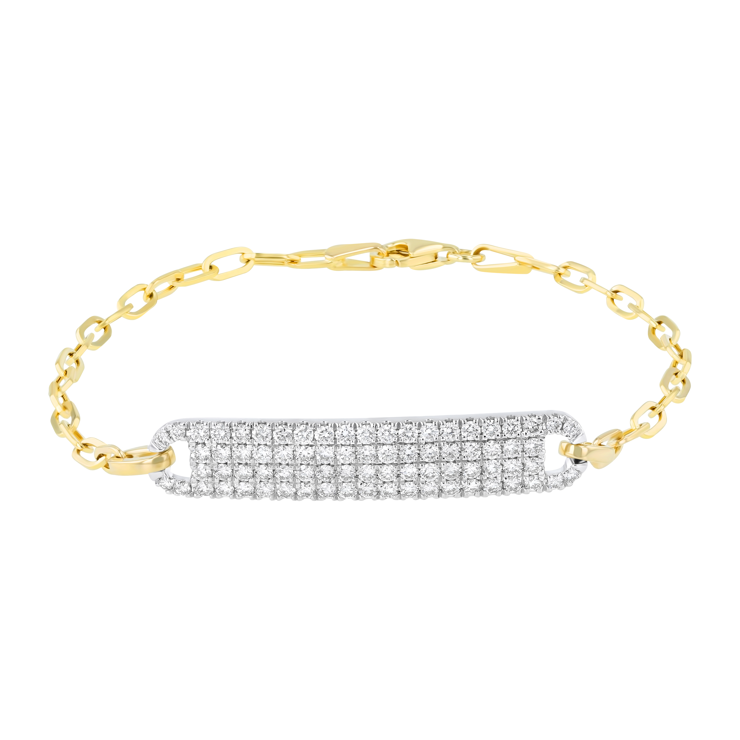 Two-tone1ctw Diamond Pave Bar Chain Bracelet l 7 1/2 inches