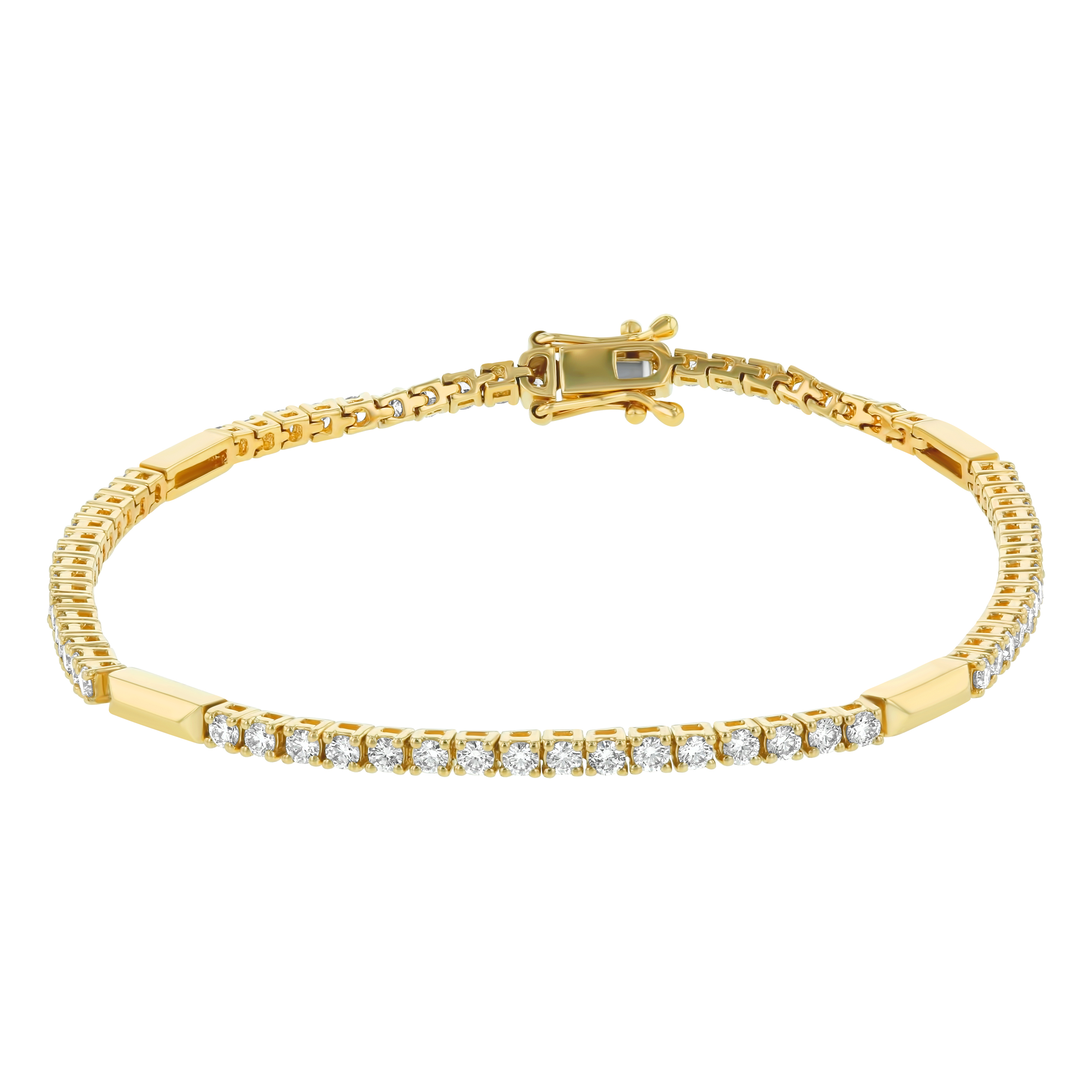 Yellow Gold 1 3/5ctw Diamond and Gold Link Line Bracelet