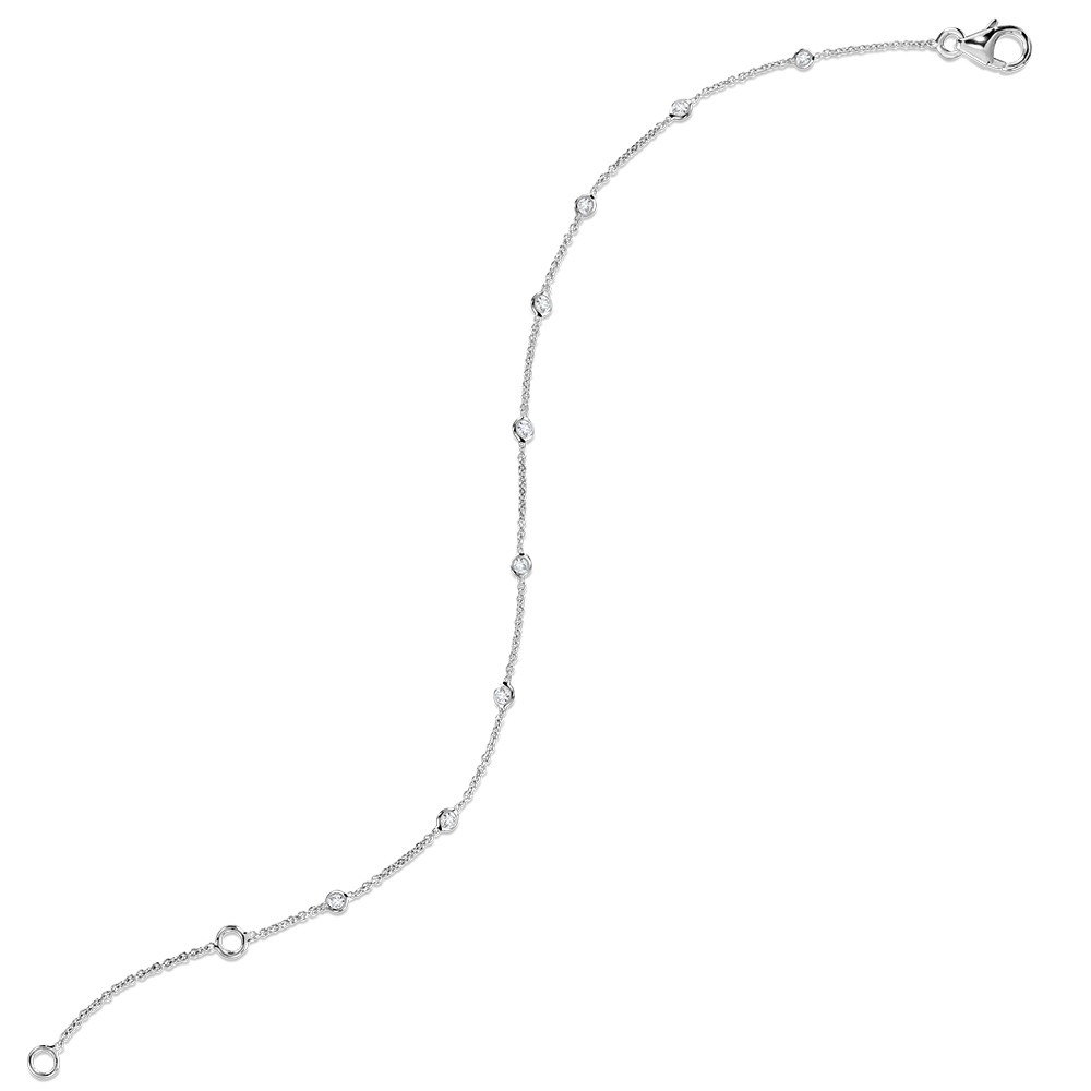 1/4ctw Diamond Bezel-Set White Gold Link Bracelet