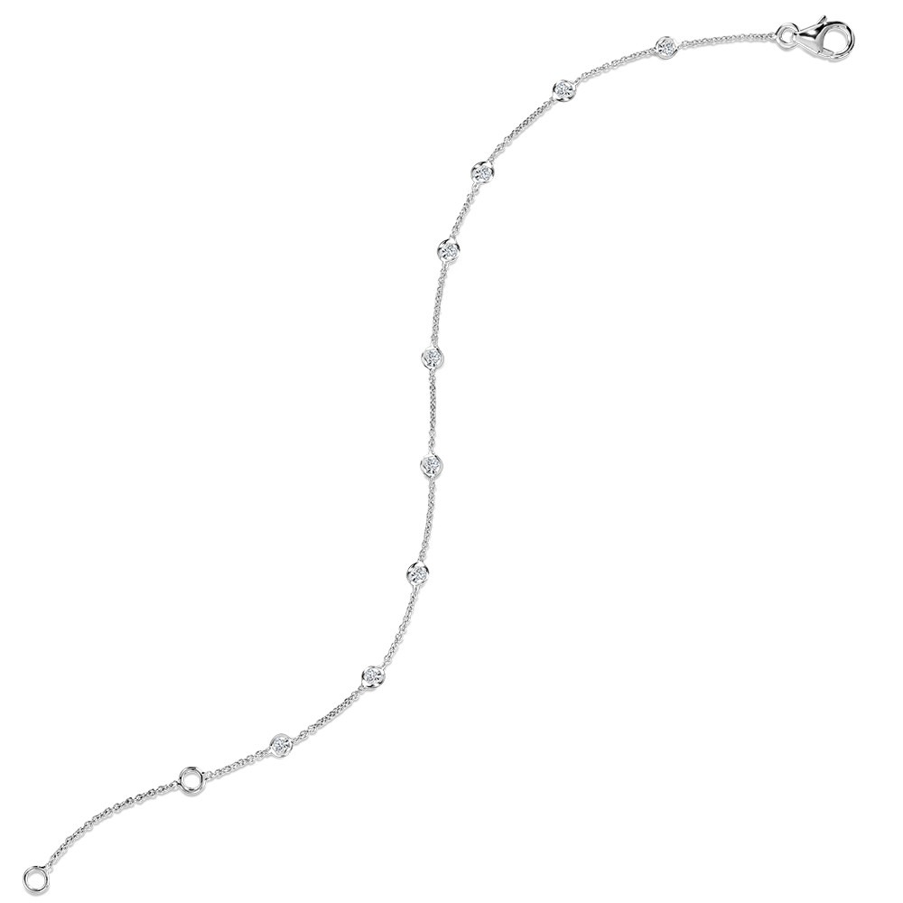 1/2ctw Diamond Bezel-set White Gold Station Bracelet