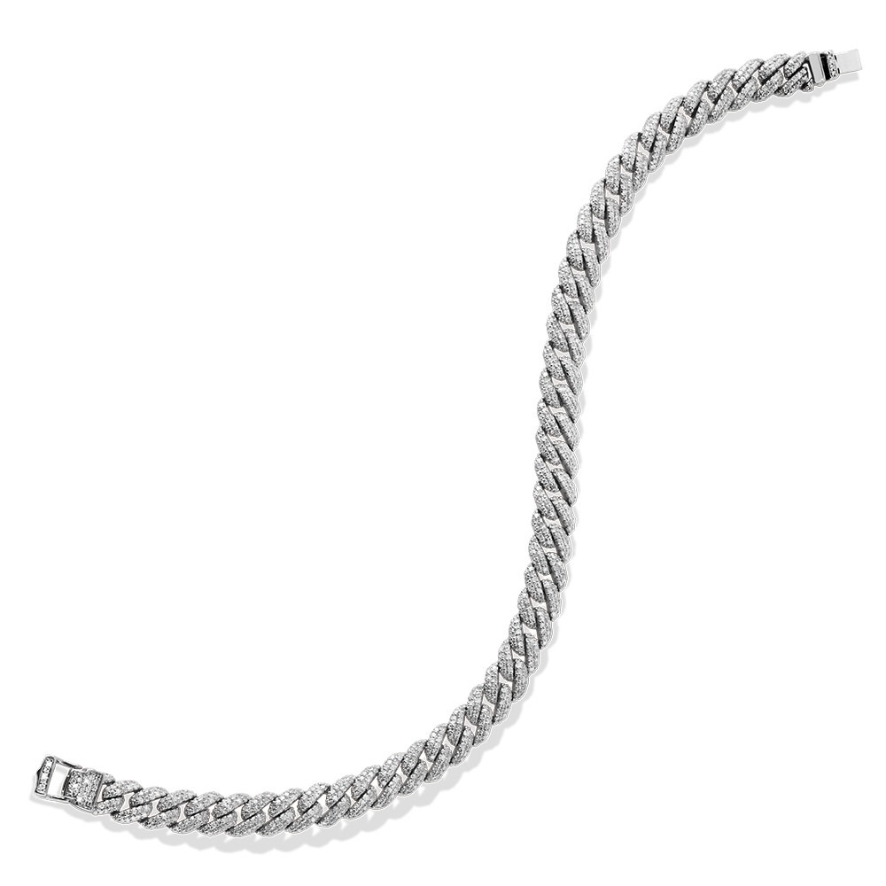2ctw Diamond Cuban Link Bracelet in White Gold l 7 inches