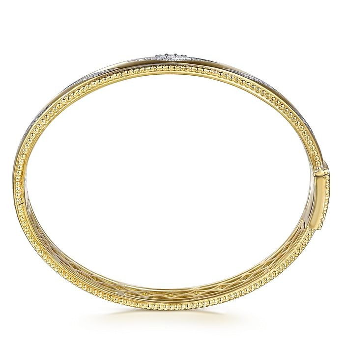 1/3ctw Diamond Chevron Yellow Gold Bangle Bracelet