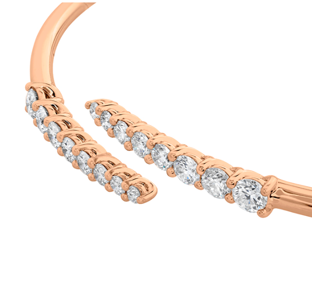 1 1/10ctw Graduated Diamond Split Bangle Bracelet in 18k Rose Gold